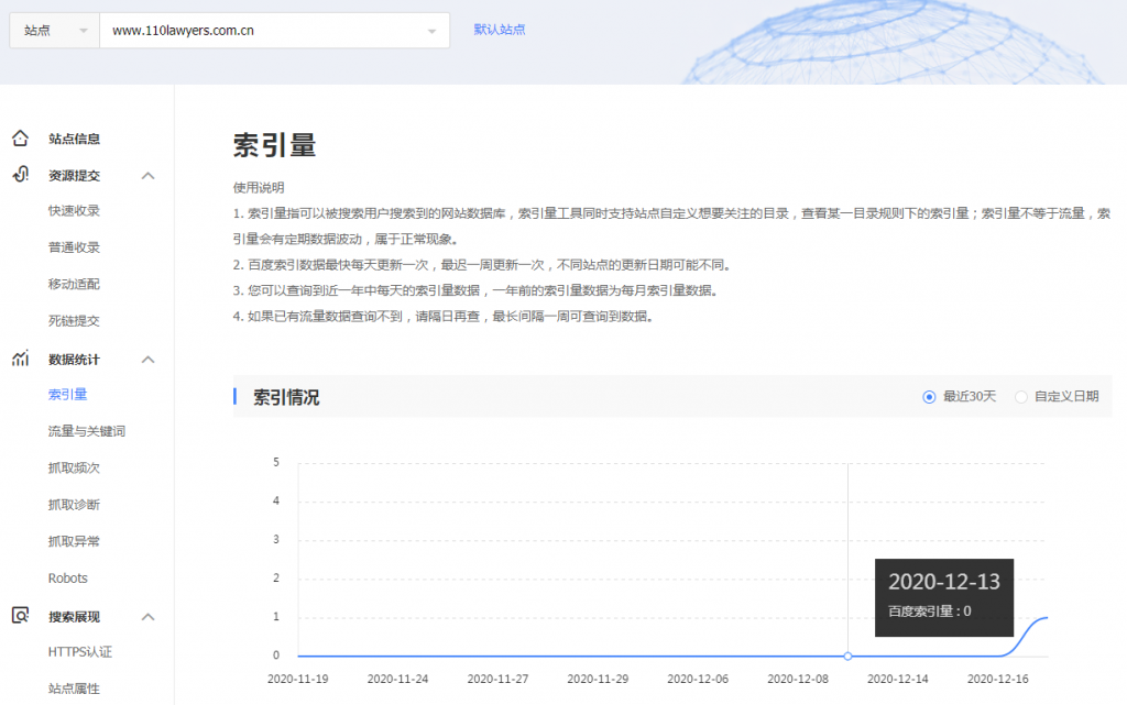 新站百度收录索引数据曲线